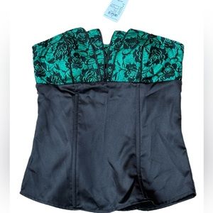 Vintage Y2K Charlotte Russe Strapless Lace Corset Emerald Green Size Small